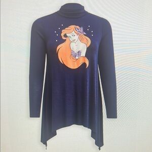 Torrid 1 Disney Ariel Little Mermaid Pearl Sequin Navy Blue Sweater 1x NWT